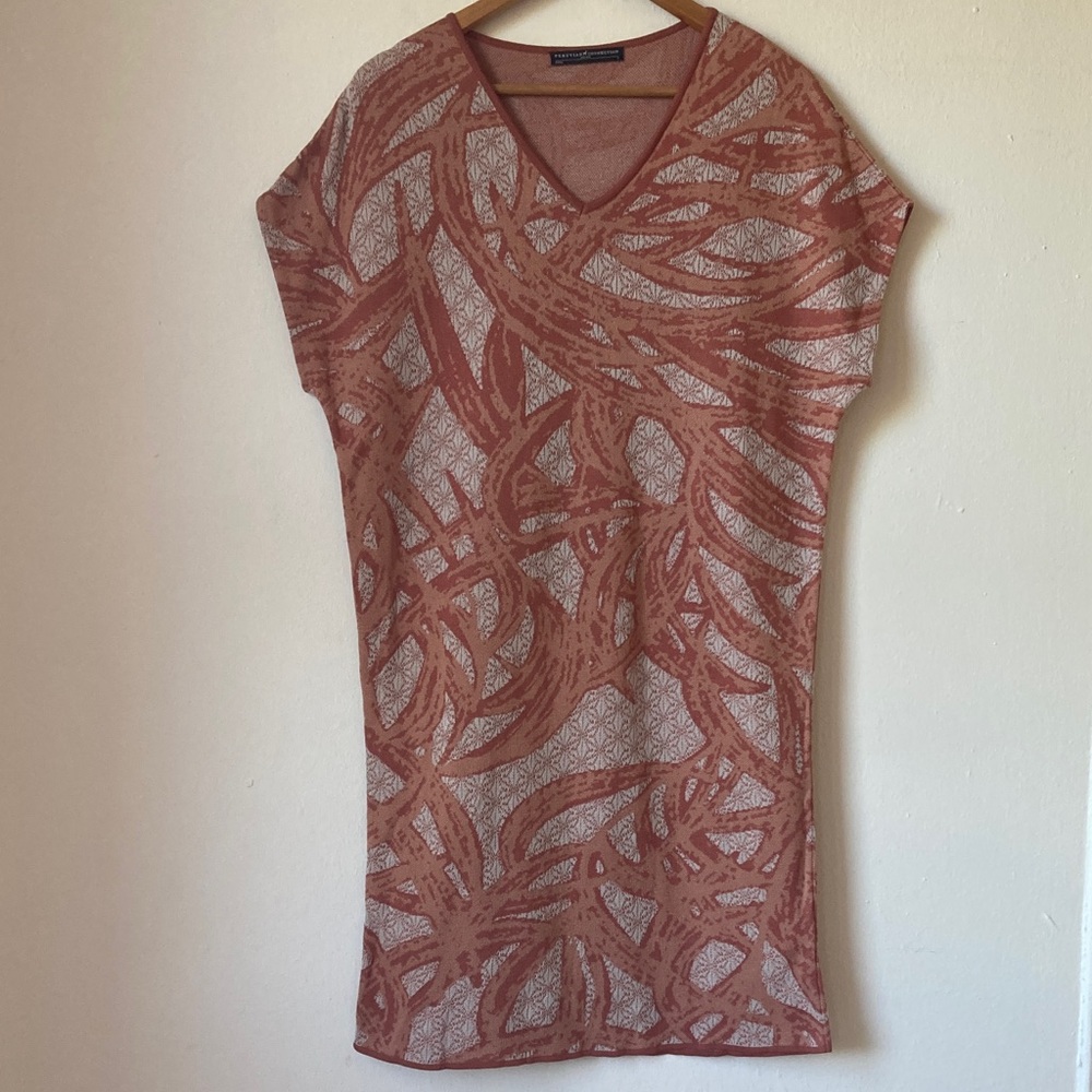 Peruvian Connection Jacquard Knit Pima Cotton Dolman Sleeve Dress Size S